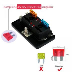 4 x ATO/ATC saugiklio laikiklis su LED indikacija