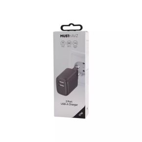Travel Charger 17W 2xUSB-A By Musthavz  Black