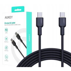 USB-C to USB-C Braided Cable 1.8m 60W/480Mbps, USB2.0 by Aukey Black