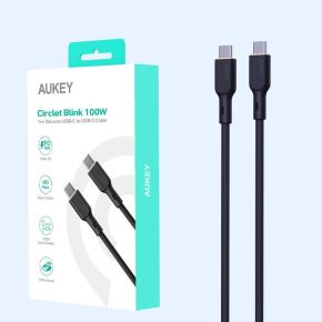 USB-C to USB-C Silicone Cable 1m 100W, USB2.0 by Aukey Black