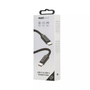 USB-C to USB-C Braided Cable 2.0 m 100W by Musthavz Black
