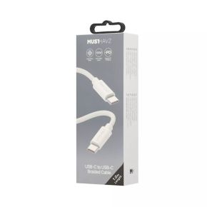 USB-C to USB-C Braided Cable 1.0 m 100W by Musthavz White