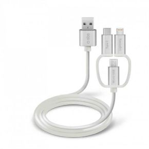 3 In 1 Charging Cable 1.2m By SBS White