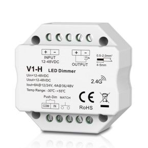 V1-H nuolatinės įtampos valdiklis 12-48V, 1x 8A, Push-Dimm