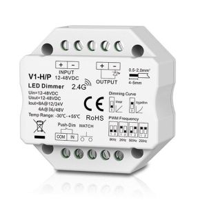 V1-H/P nuolatinės įtampos valdiklis, 12-48V, 1x 8A, Push-Dimm