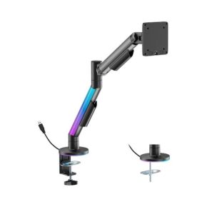 17"-40" monitoriaus spyruoklinis laikiklis, su RGB apšvietimu, juodas
