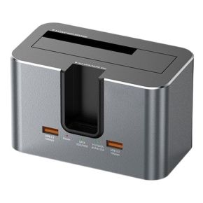 Dviejų diskų Docking Station M.2 SATA/ NVME, 2.5"/3.5" SSD/HDD, 2x USB-A, USB-C