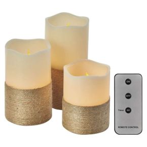LED žvakės 3vnt VINTAGE 9 x AAA IP20 šiltai balta, su valdymo pulteliu, taimeriu
