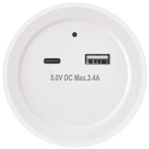 Naktinė lemputė EMOS 1x USB-C, 1x USB-A 5V 3.4A 0.3W