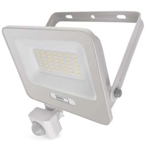 LED prožektorius GLARO 30W 3000lm IP54 NW su PIR baltas