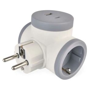 Tinklo skirstytuvas 2 roz. su 1xUSB-A+1xUSB-C