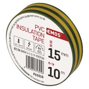PVC izoliacinė juosta EMOS 15/10 (žalia/geltona)