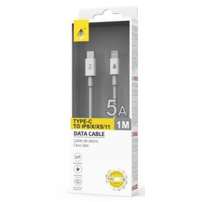 Laidas Iphone USB-C + IP8/X/XS/11 1m 5A baltas