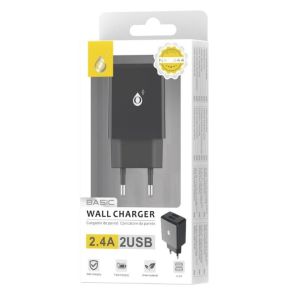 Įkroviklis 2xUSB, 220V 2.4A OnePlus juodas