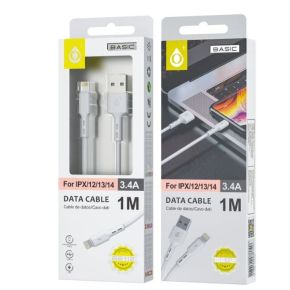 Laidas Iphone USB-A+IPX/12/13/14 OnePlus 3.4A 1m  baltas