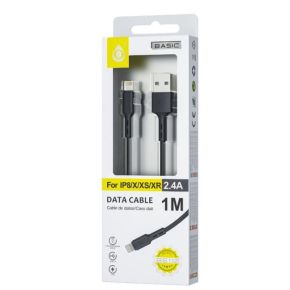 Laidas Iphone USB-A +IP8/X/12/13 OnePlus 2.4A 1m juodas