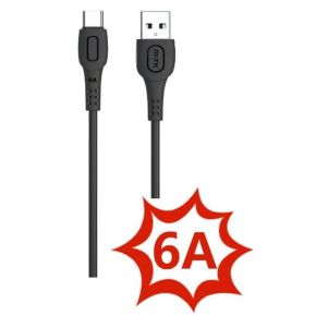 Laidas MTK TB1291 USB-A 2.0+USB-C 1m 6A juodas