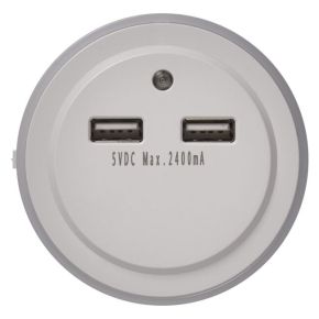 Naktinė lemputė EMOS 220 V 2x USB 5V 2.4A
