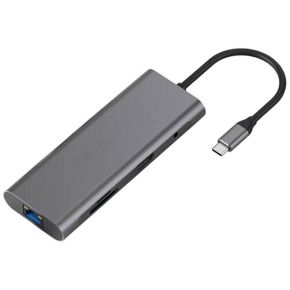 Adapteris USB Type-C -  HDMI, LAN, 3x USB Type-A, SD, TF, USB Type-C PD60W, Aux