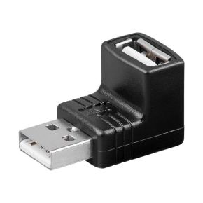 Adapteris - sujungimas USB 2.0 Hi-Speed USB-A kištukas - USB-A lizdas 90° kampu