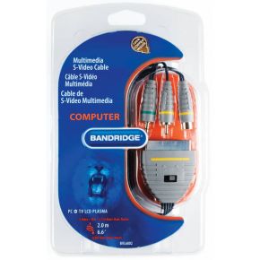 Laidas kabelis Bandridge SCART kištukas - S-Video kištukas + RCA kištukas + 3.5mm kištukas - 2m