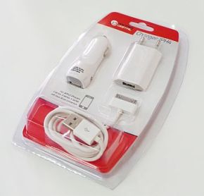 Buitinis kroviklis APPLE iPhone 30-pin USB + automobilinis kroviklis USB