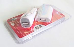 Buitinis kroviklis USB 1A 220 V ir automobilinis kroviklis USB 2.1A 12V 
