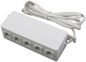  Daliklis laidinio telefono kabeliui 6P6C kištukas - 5x 6P6C lizdas 1:5