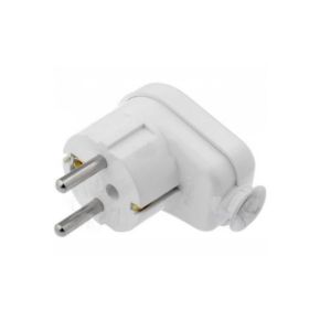 Kištukas Schuko, su įžeminimu, kabelinis baltas kampu 230V 16A