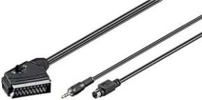 Laidas SCART-DIN mini 4p+3.5mm 1.5m | SCART kištukas - min-DIN-4 (4P) kištukas + 3.5mm kištukas