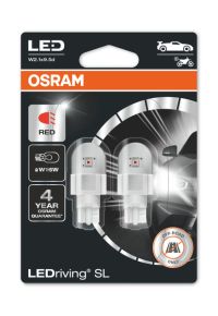 Osram LED lemputės, W16W T10 W2.1x9.5d 12V/2W(16W) Raudona 6000K,
