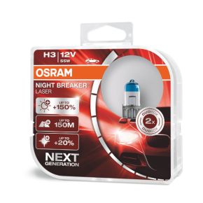 Osram lemputės Night Breaker Laser,+150%, H3, 55W,2 vnt, DUO 64151