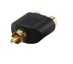 Adapteris - perėjimas RCA kištukas 2x RCA lizdai paauksuotais kontaktais