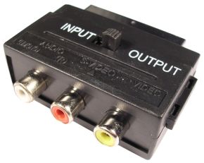 Perėjimas SCART-3RCA+Jung (1K-3L) | adapteris SCART kištukas - 3x RCA lizdai su jungikliu