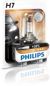 Philips lemputės Vision +30%,  H7, 55W, 1vnt. 12972PRB1
