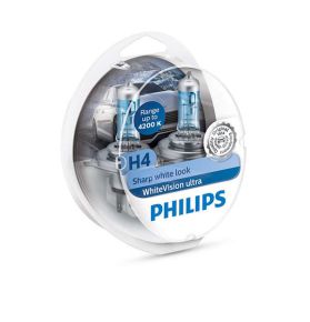 Philips lemputės White Vision Ultra, +60%  H4, 60/55W, DUO 12342WV