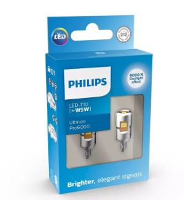Philips Ultinon Pro 6000 LED lemputės, W5W T10 W2.1x9.5d 12V Balta