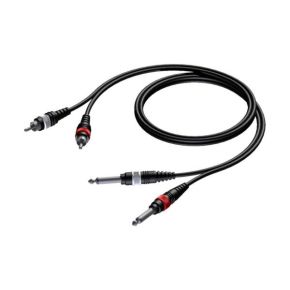 Laidas kabelis Procab 2x RCA kištukas - 2x 6.3 mm Jack kištukas mono 1.5m