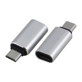 Adapteris - perėjimas microUSB 5p kištukas - USB-C lizdas metalinis