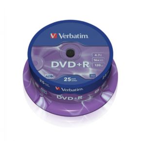 Diskai Verbatim DVD+R 4.7GB 16X 25pack AZO MATT SILVER cake box - 43500 