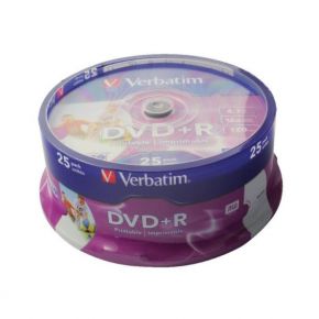 Diskai Verbatim DVD+R 4.7GB 16X 25pack Printable cake box - 43539